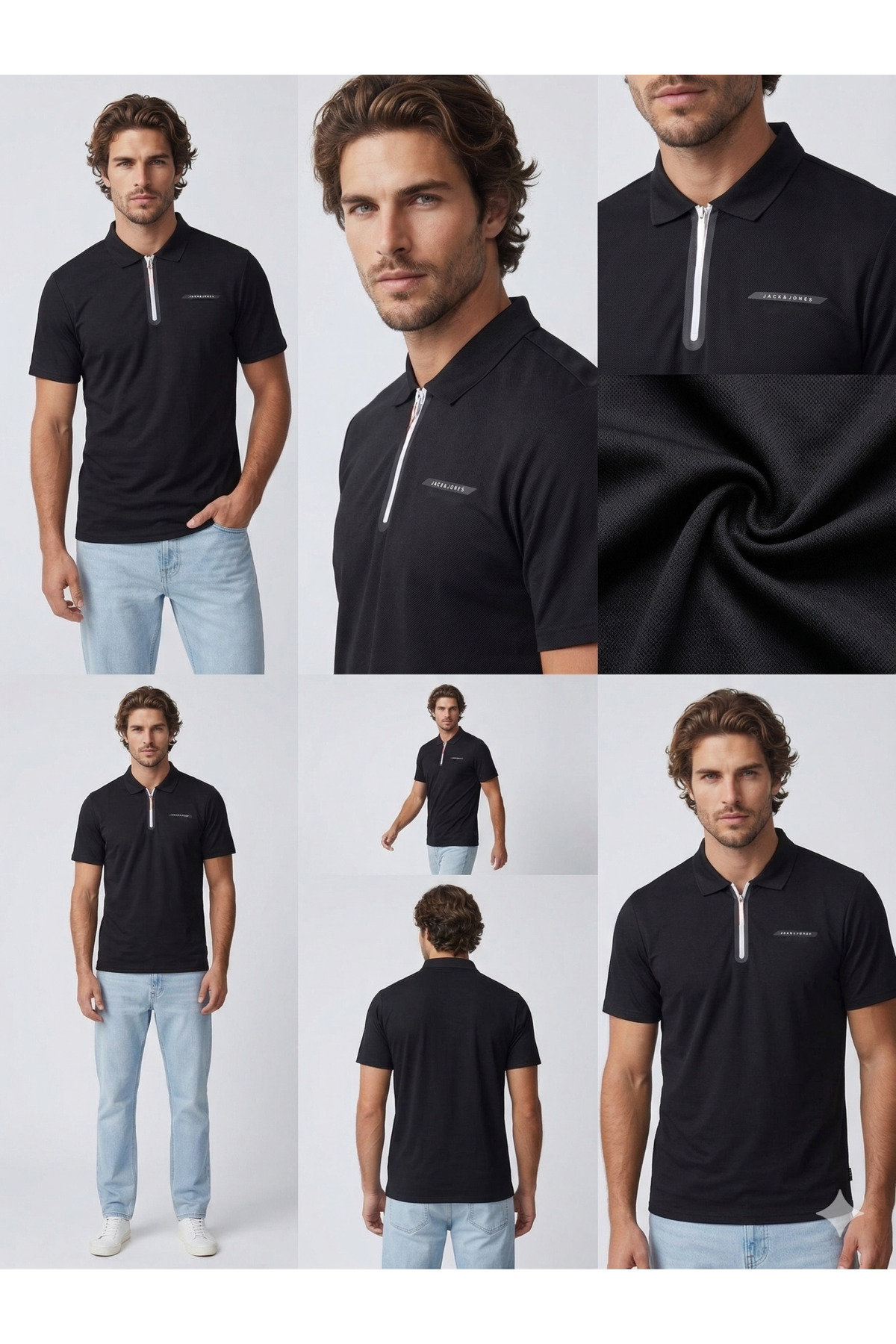 تی‌شرت یقه گرد ممتاز JCOFUSION PIQUE SS SN جک اند جونز پولوشرت Jack & Jones