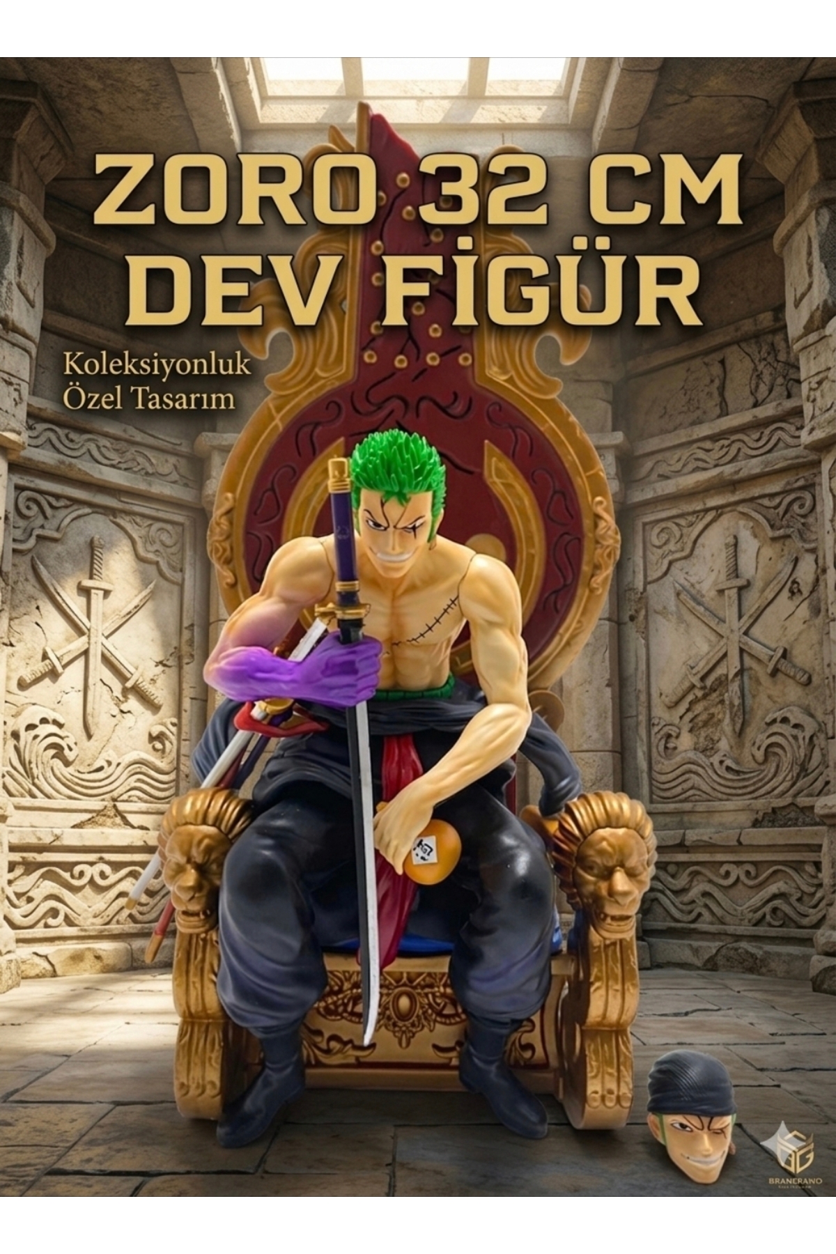 ONE PIECE ラミネート　ムービック KOLAYEV Anime One Piece Roronoa Zoro Figürü 32 Cm Koleksiyonluk
