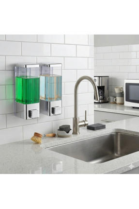 DLN SHOP 2 Adet Duvara Monte Sıvı Sabunluk Şampuan Dispenseri. Hem Vidalı Hem...