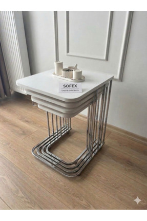 Zigon 4 LÜ TEKERLEKLİ METAL AYAK SEHPA MDF