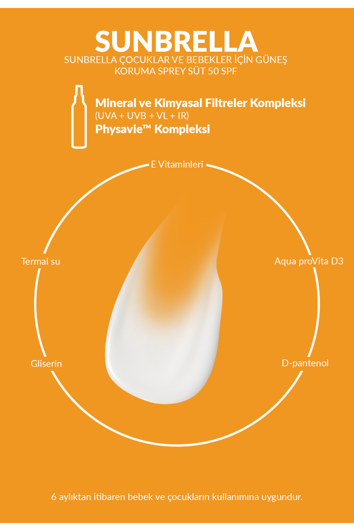 DERMEDIC SUNBRELLA ÇOCUKLAR VE BEBEKLER İÇİN GÜNEŞ KORUMA SPREY SÜT SPF 50+ 150 ML fotoğrafı 2 (önizleme)