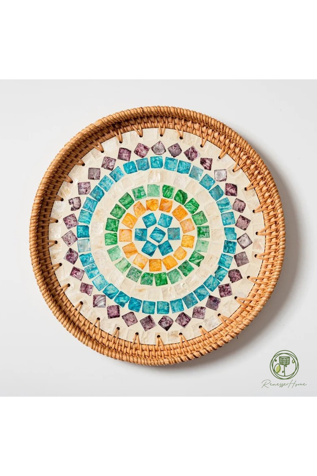 Tunisian Handmade Pearl Rattan Tray (30cm)