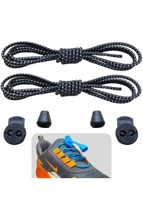 Foottab Elastik Akıllı Bağcık, Pratik Esnek Lastikli Ayakkabı Bağcığı, Siyah