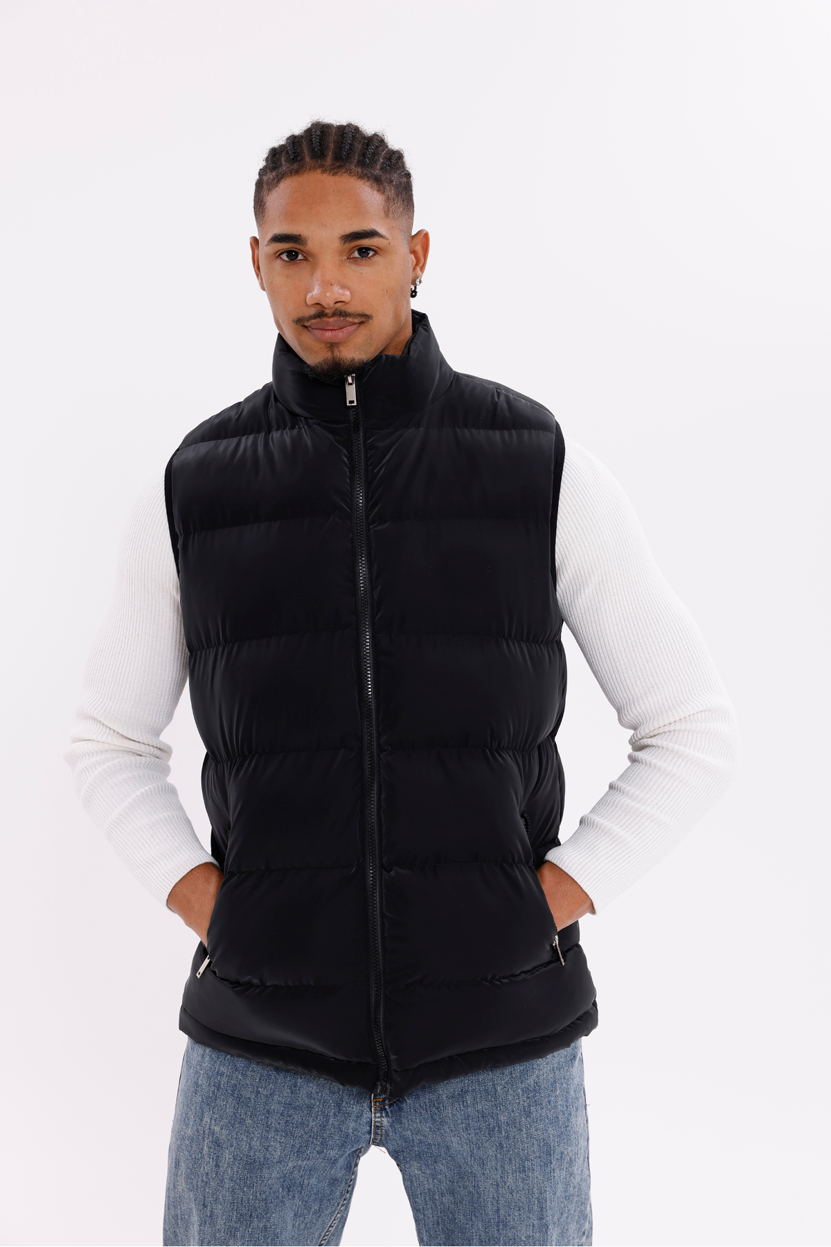 Men's Black Nova Fabric Puffer Vest