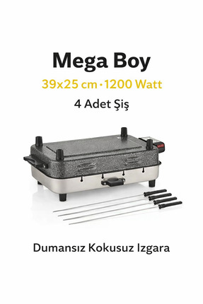 Taner Mega Boy Elektrikli Izgara Mangal Barbekü 39x11x25cm