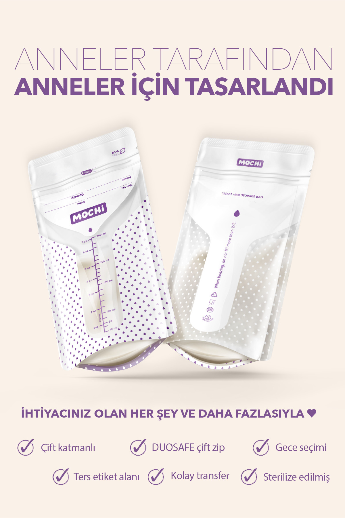 Mochi Anne Sütü Saklama Poşeti 25 Adet fotoğrafı 2 (önizleme)