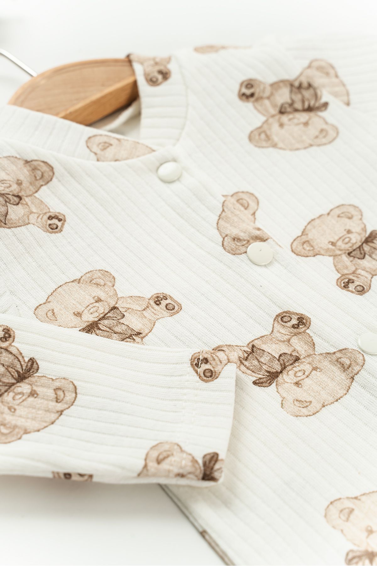 NEU KIDS Bear Pattern Hastane Çıkışı Ayıcık %100 Pamuk Penye 5'li Set Yenidoğan Bebek Kıyafetleri fotoğrafı 4 (önizleme)