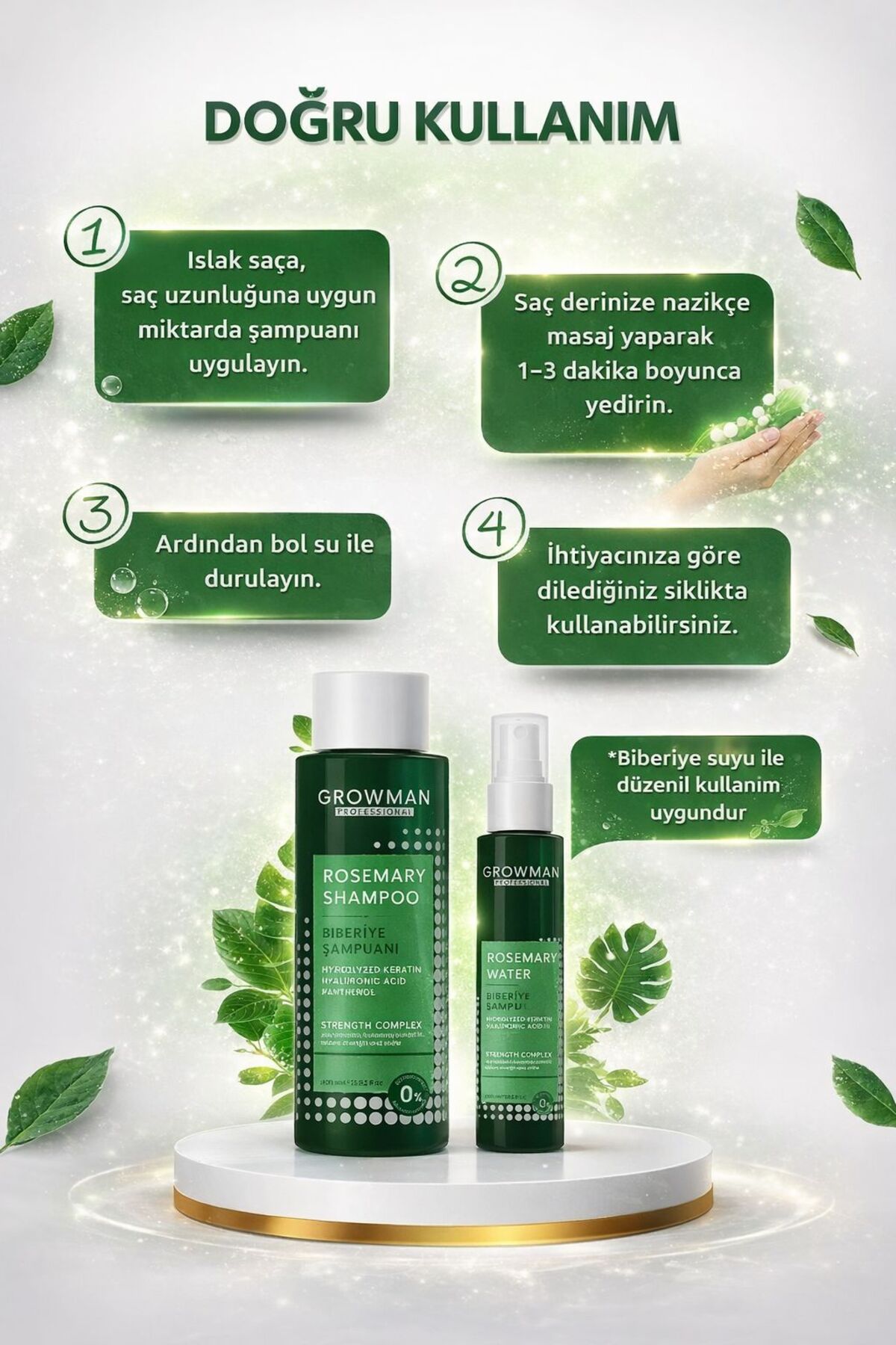 Biberiye Şampuan + Biberiye Suyu Seti – Saç Güçlendirici ve Saç Derisi Bakım Paketi — GM-BIB-SET-01 — تصویر 6 از 6