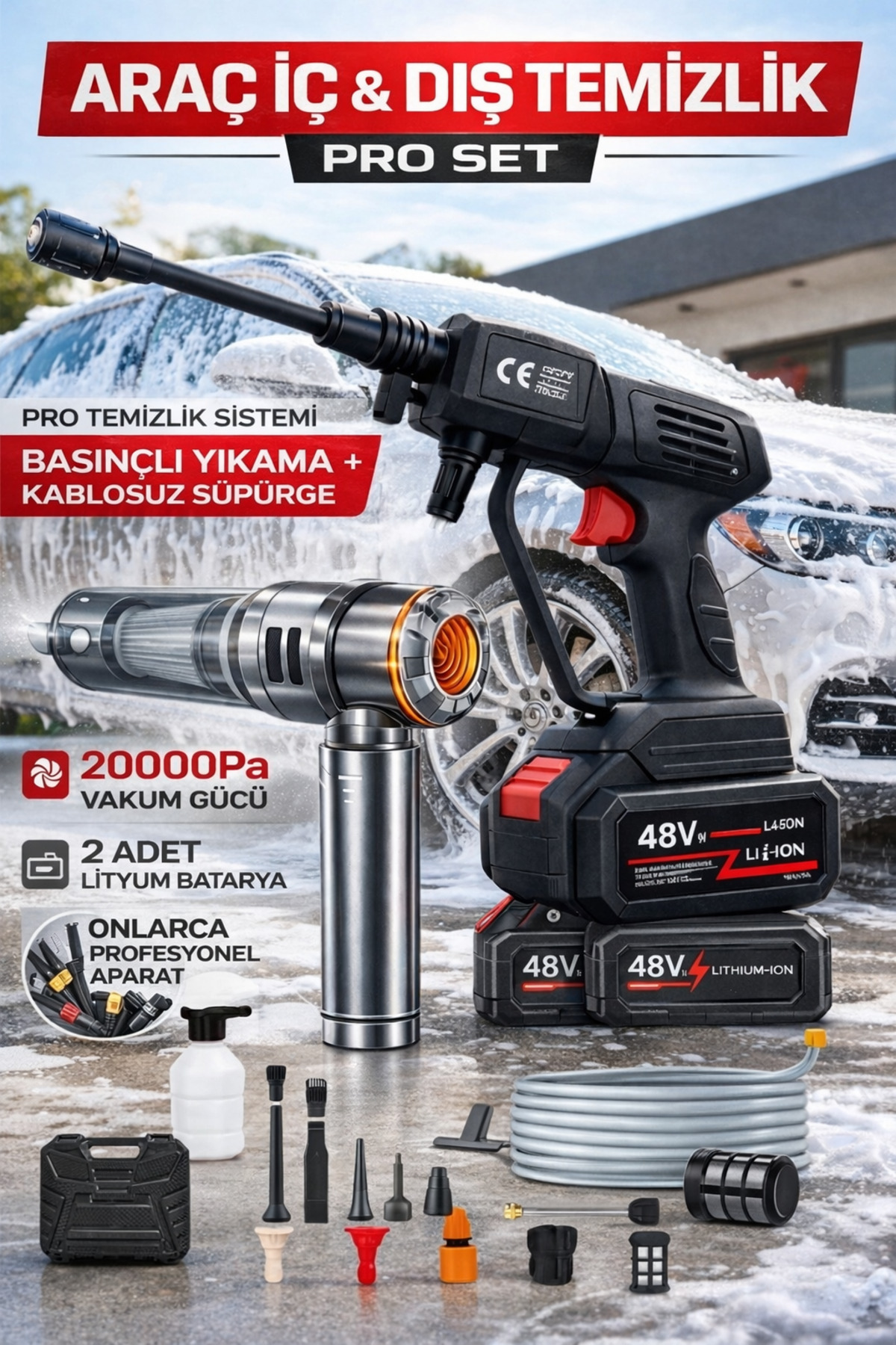 beni1152様ご購入用 Zineets Akülü Şarjlı Yüksek Basınçlı Araç Dış Ve Araç İçi Süpürge