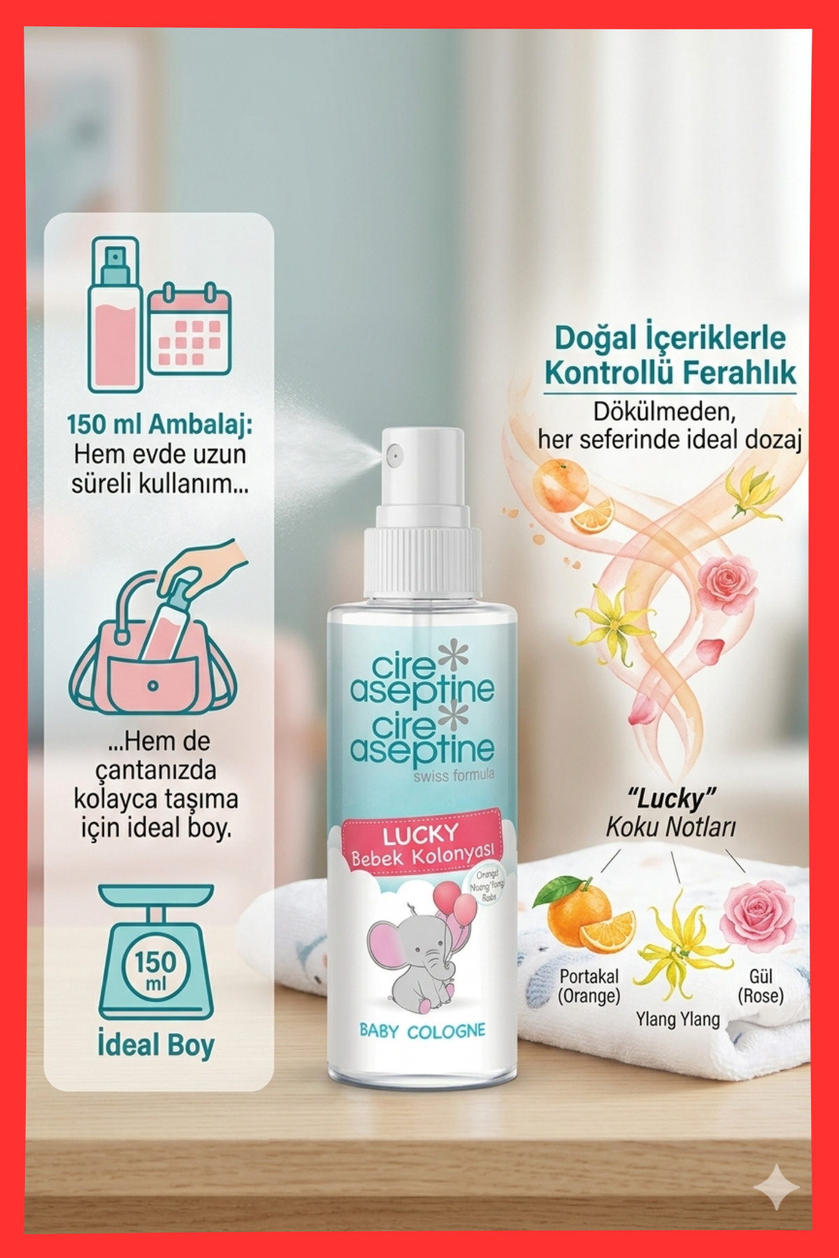 Cire Aseptine Bebek Kolonyası Lucky 150 ml fotoğrafı 3 (önizleme)