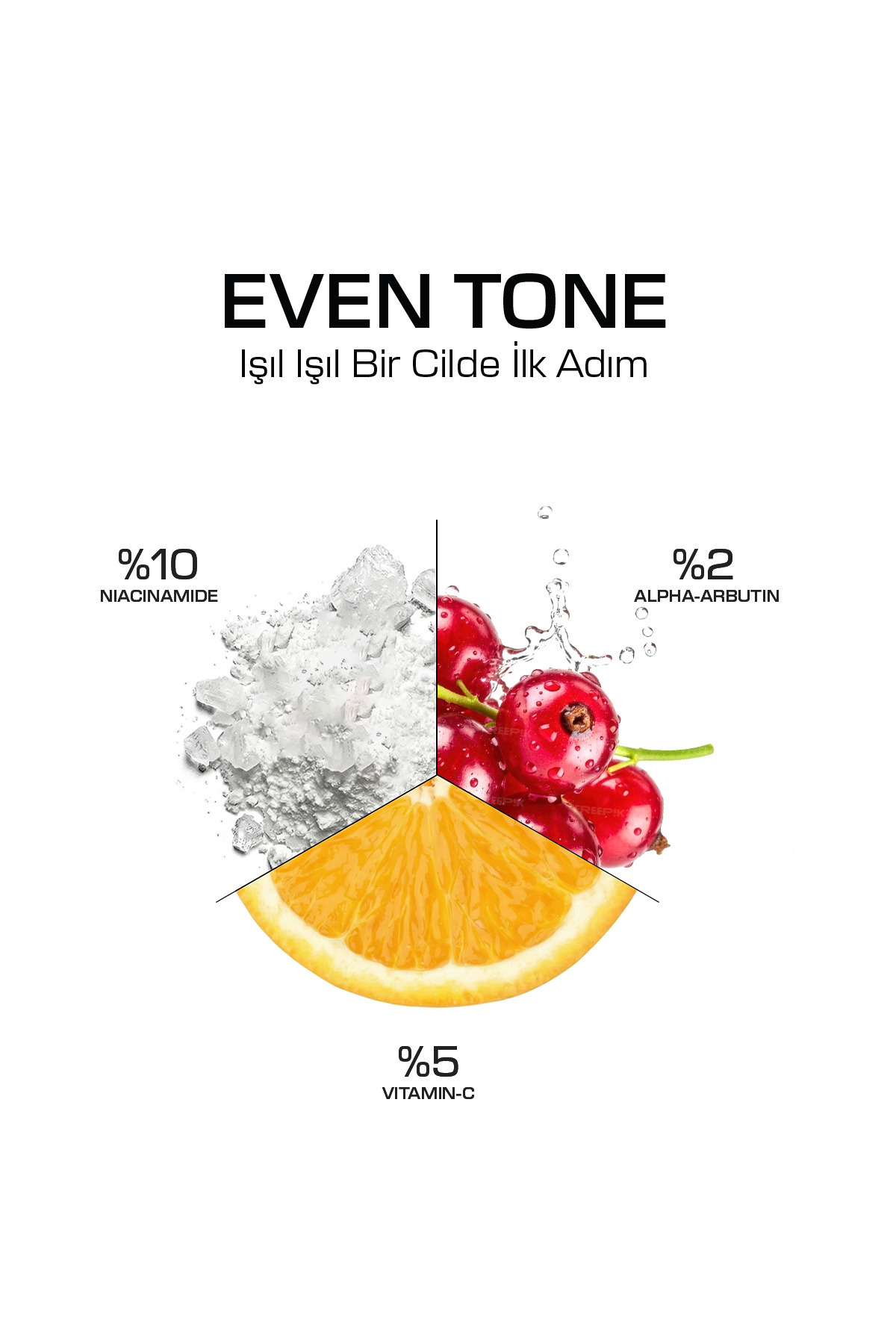 Even Tone Leke Karşıtı, Aydınlatıcı ve Ton Eşitleyici Serum 30ml (%10 Niacinamide, %2 Arbutin, %5 Vitamin C) — DMV2025-3 — تصویر 4 از 9
