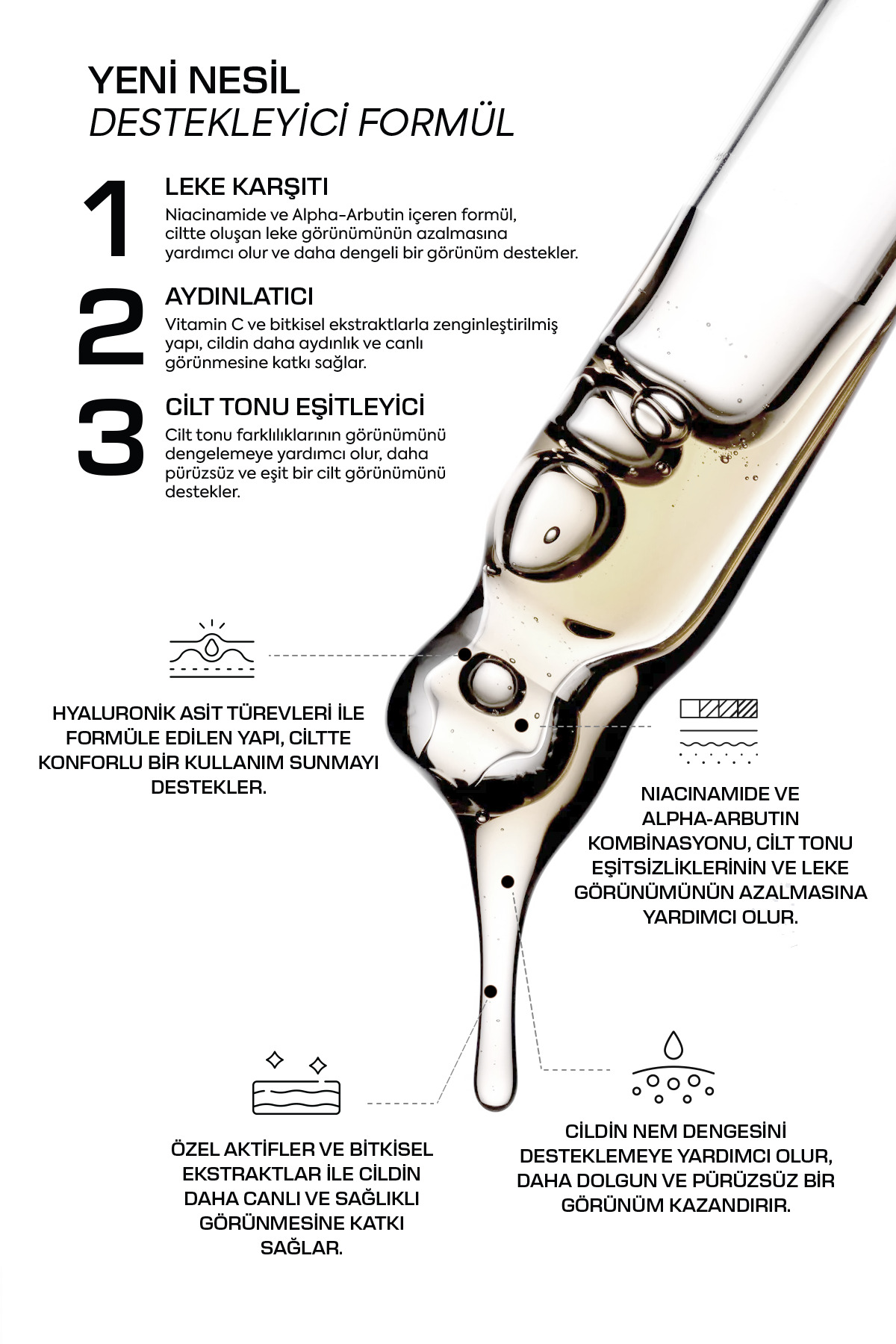 Even Tone Leke Karşıtı, Aydınlatıcı ve Ton Eşitleyici Serum 30ml (%10 Niacinamide, %2 Arbutin, %5 Vitamin C) — DMV2025-3 — تصویر 3 از 9