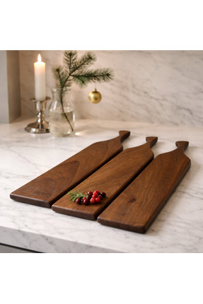 HİCOWOOD Doğal Ceviz Ağacından 3’lü Sunum Tahtası Seti –45x10x1.5 cm, Ücretsi...