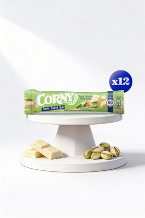 CORNY Beyaz Çikolata Antep Fıstıklı Doğal Lif Kaynağı Tam Tahıl Bar 20g x 12 ...
