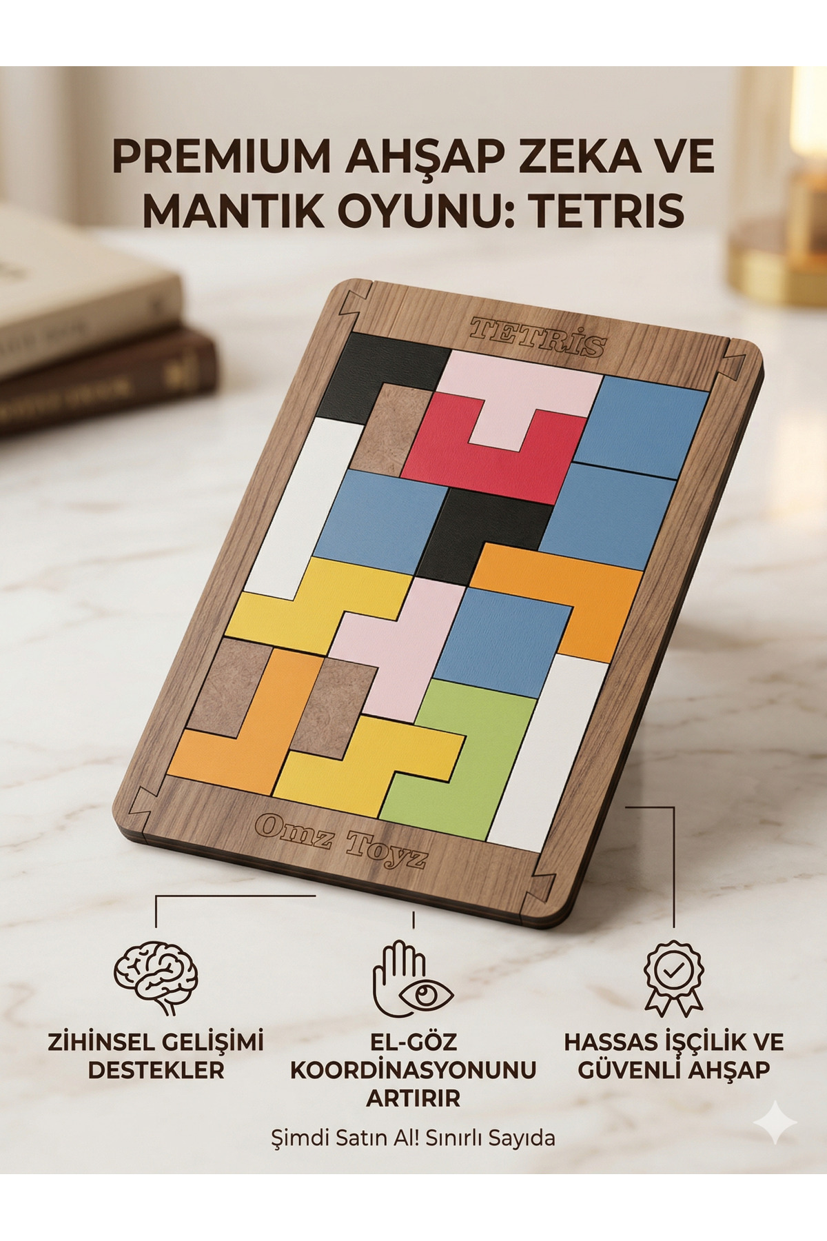 Çukurova Ahşap Ahşap Tetris Blok Puzzle Zeka Oyuncağı Montessori Beceri Gelişimi El Beceri Oyuncağı fotoğrafı 4 (önizleme)