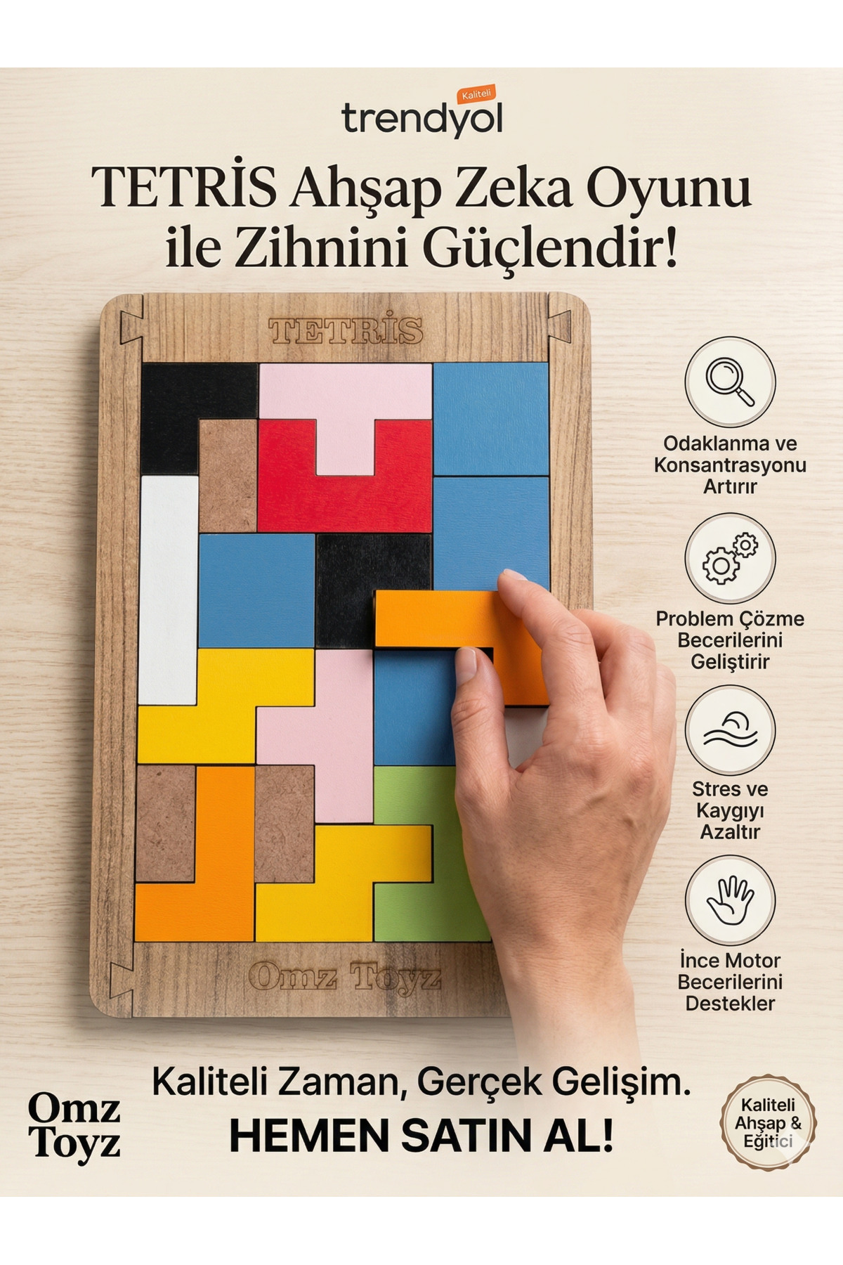OMZ 5ADET Ahşap Tetris Puzzle Zeka Oyunu Eğitici Oyuncak Çocuk Gelişim Renkli Bloklar Ahşap Oyuncaklar fotoğrafı 7 (önizleme)