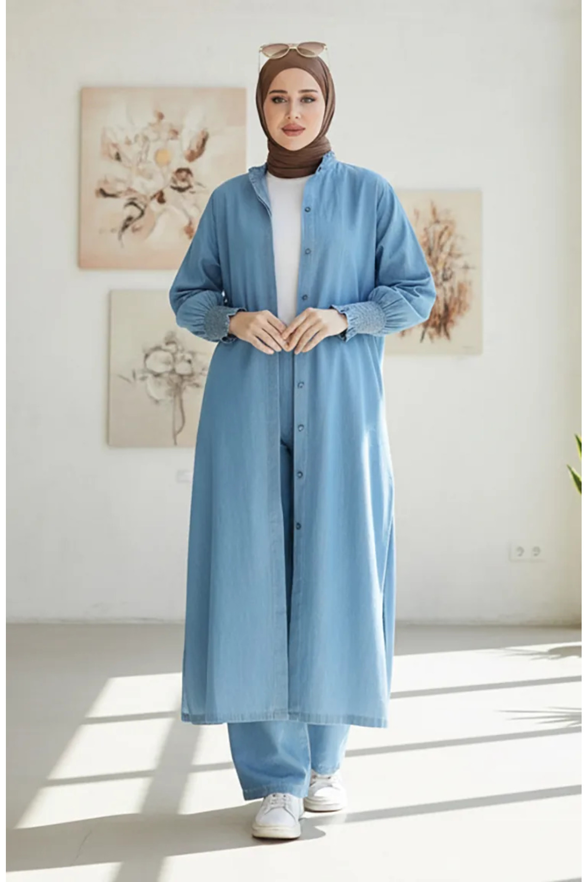 sefamerve Tencel Fabric Two-Piece Set 260625-02 Blue