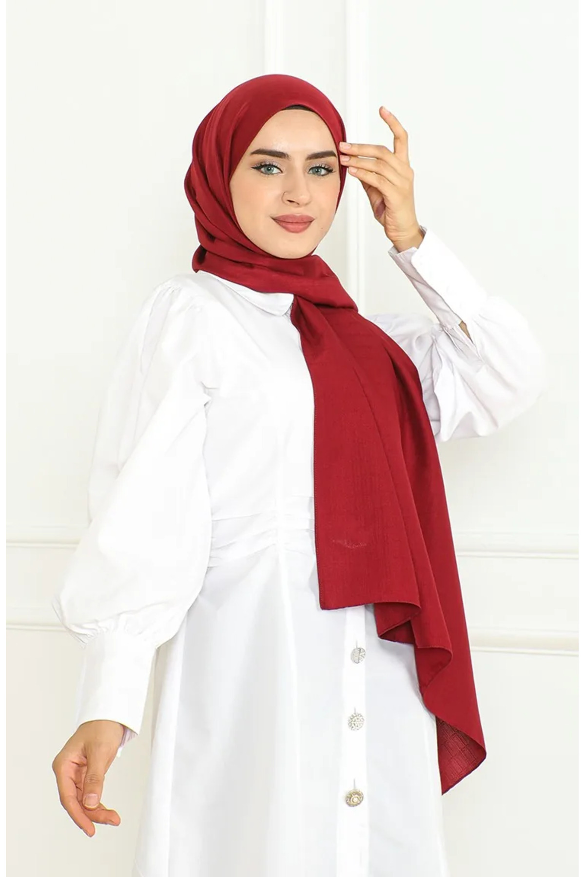 sefamerve Karaca Armül Şal 81076-18 Bordo görsel 5