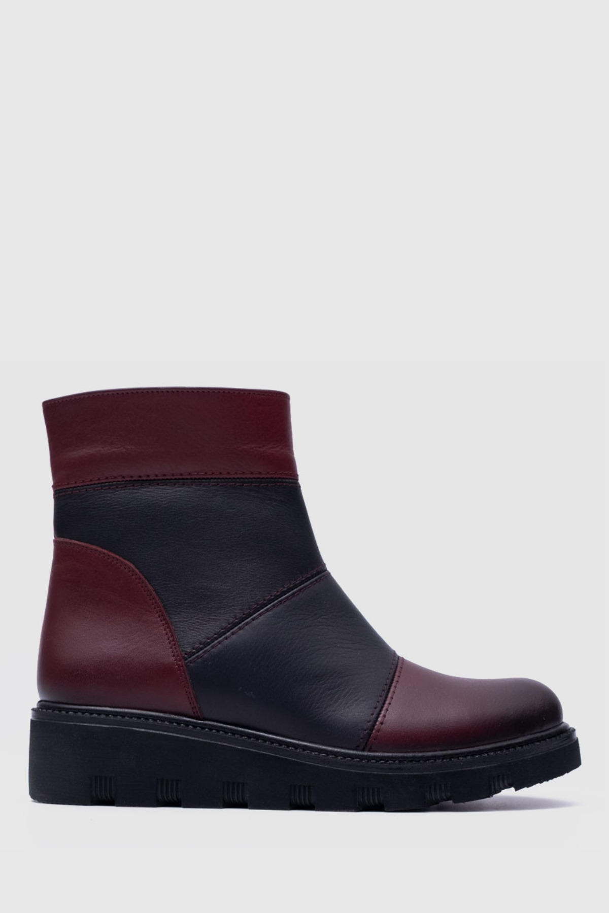 Beta Lacivert, Bordo Hakiki Deri Kadın Comfort Bot [BT070013]