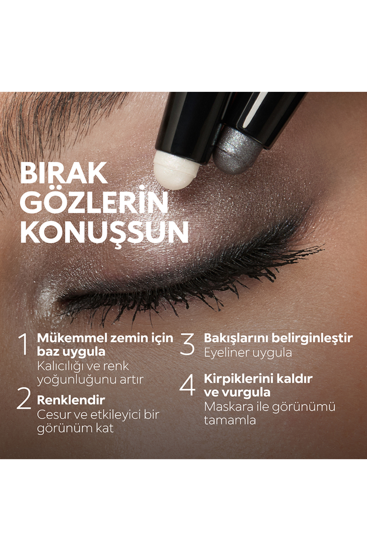 Göz Farı - Long Lasting Eyeshadow Stick  - 22 Anthracite -Kalıcı, Kremsi Kalem Far — خاکستری KM000000378022B — تصویر 7 از 7