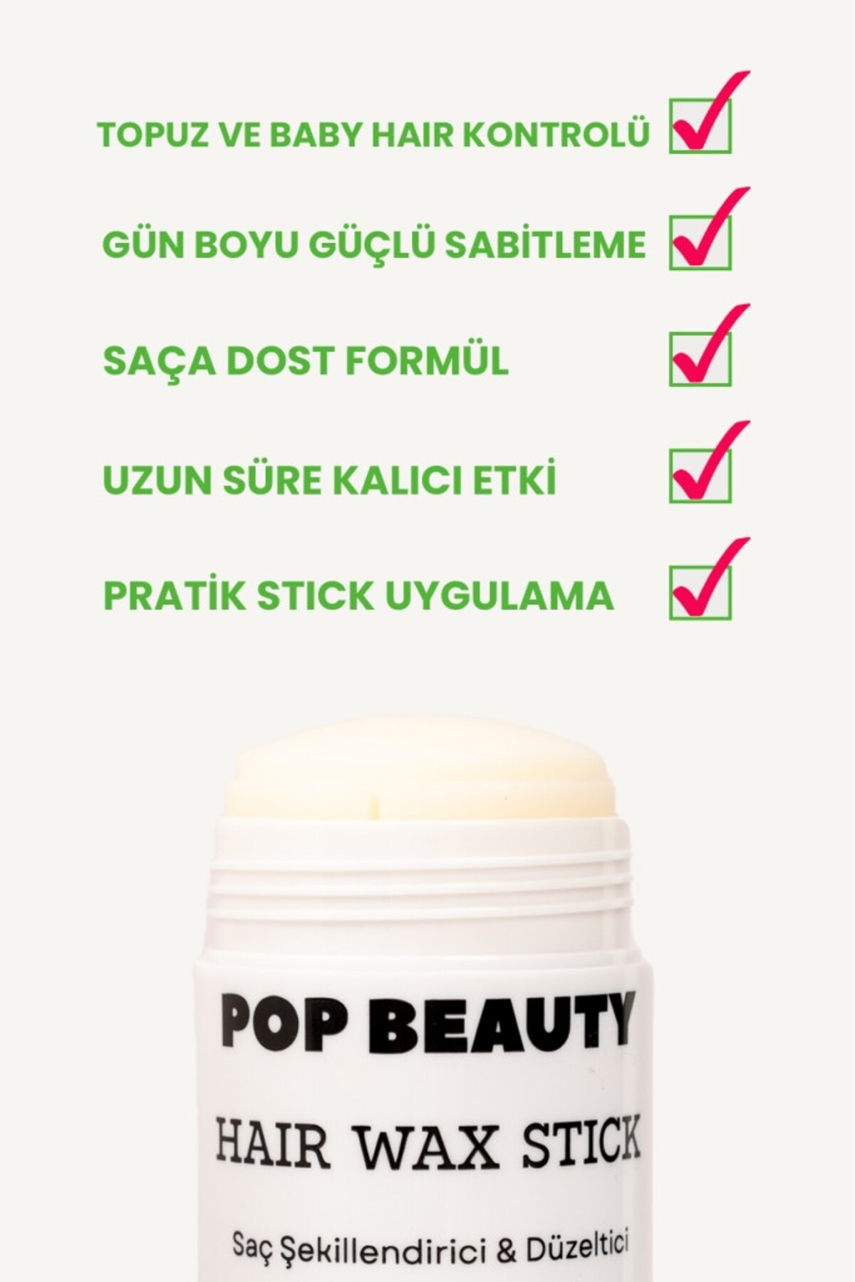 Saç Şekillendirici Stick Wax, Hair Wax Stick, 75gr POPBeautywax — تصویر 4 از 6