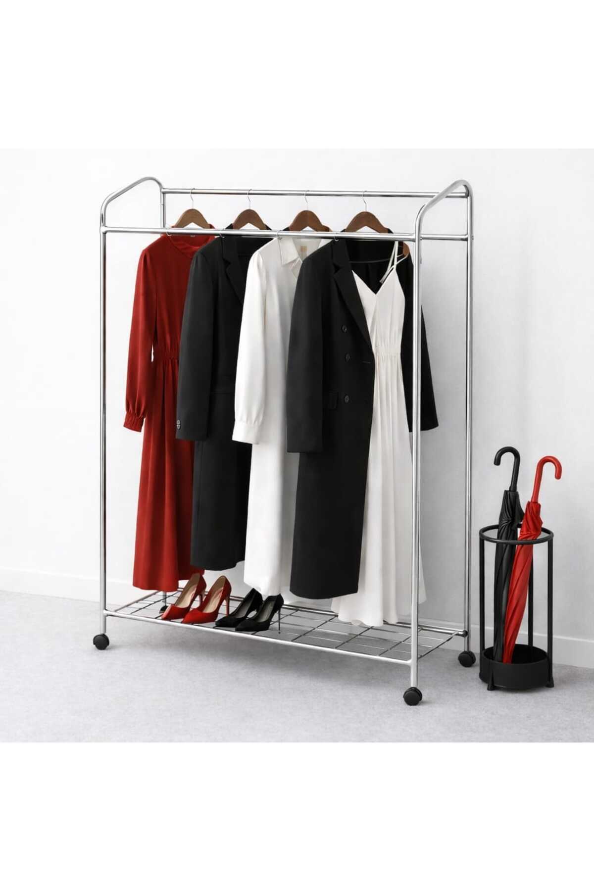 T-shirt Armin Hanger Garment Hanger Wheel Hanger with Stand Chrome
