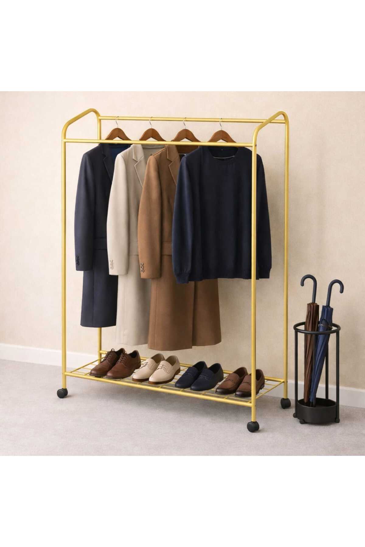 Armin Wheeled Hanger Garment Hanger Footed Wheeled Hanger Gold