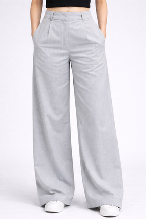 SHEBARA Yüksek Bel Pileli Rahat Dokuma Palazzo Pantolon