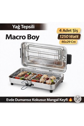 Taner Macro Boy Elektrikli Izgara 46x29Cm 1250Waat Büyük Boy (4 ADET ŞİŞ)