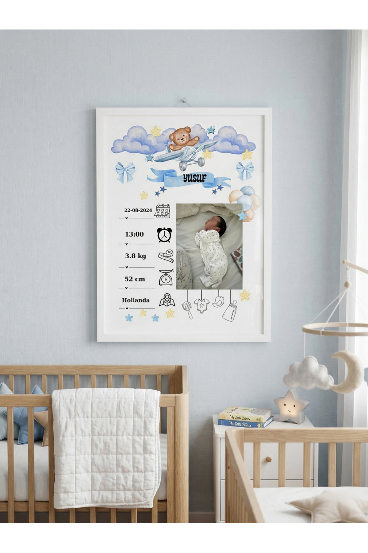 Atelier Baskı Kişiye Özel Bebek Doğum Panosu -Poster- Fotoğraflı A4 Parlak Fotoğraf Kağıdı (Çerçevesiz) fotoğrafı 3 (önizleme)