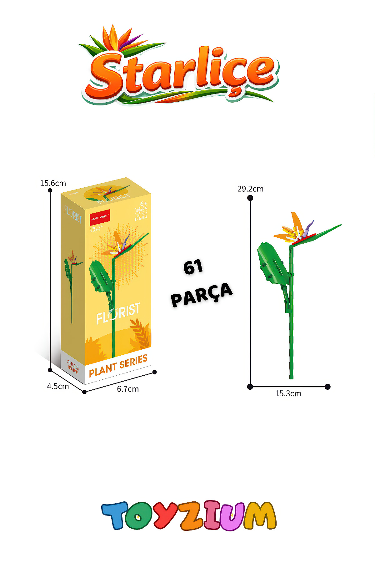 Shem Florist Starliçe Cennet Kuşu Yapı Blok Çiçek Seti (61 Parça) - Strelitzia Reginae Plant Series fotoğrafı 2 (önizleme)