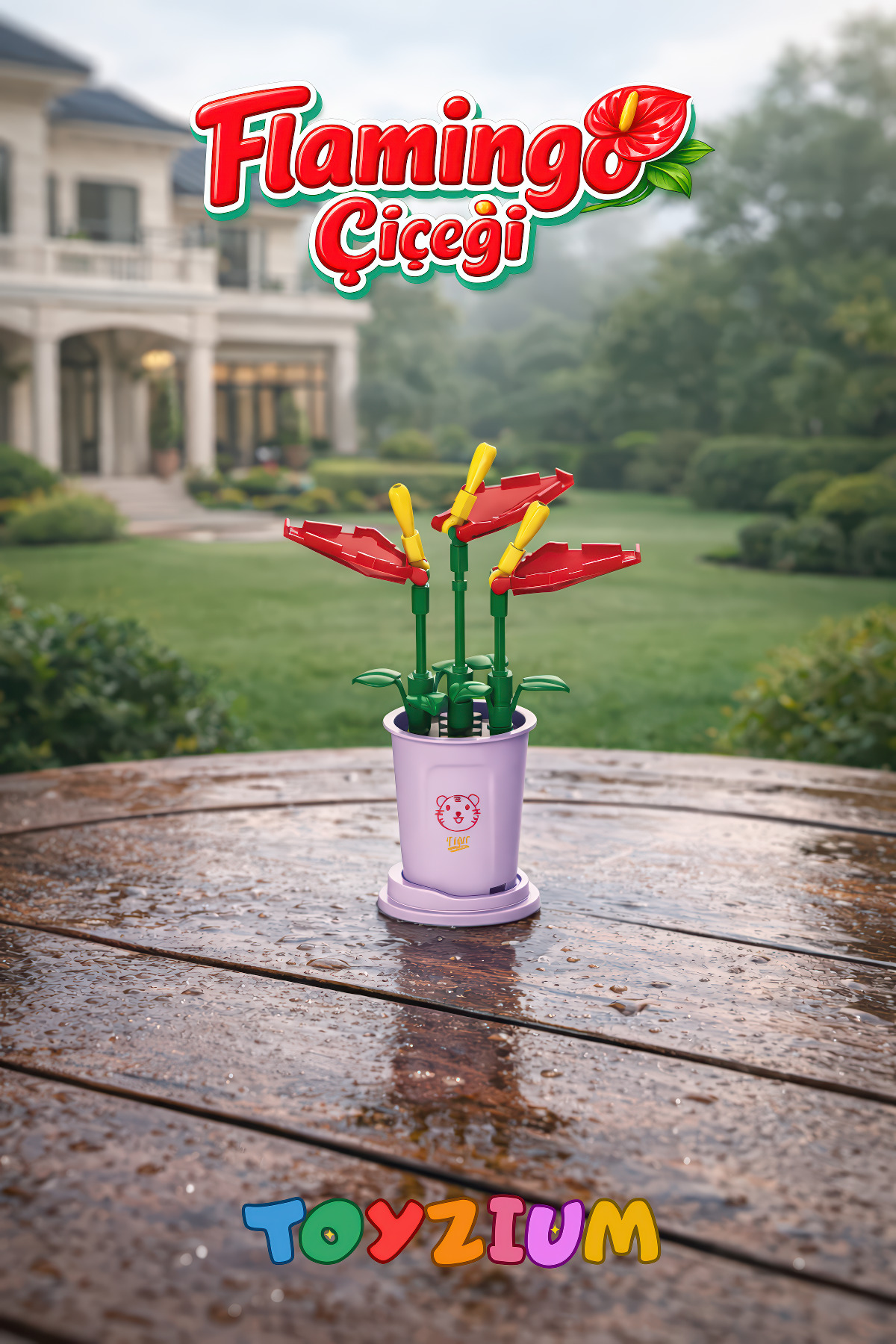 Shem Florist Flamingo Çiçeği Yapı Blok Çiçek Seti (29 Parça) - Anthurium Scherzerianum Plant Series fotoğrafı 2 (önizleme)