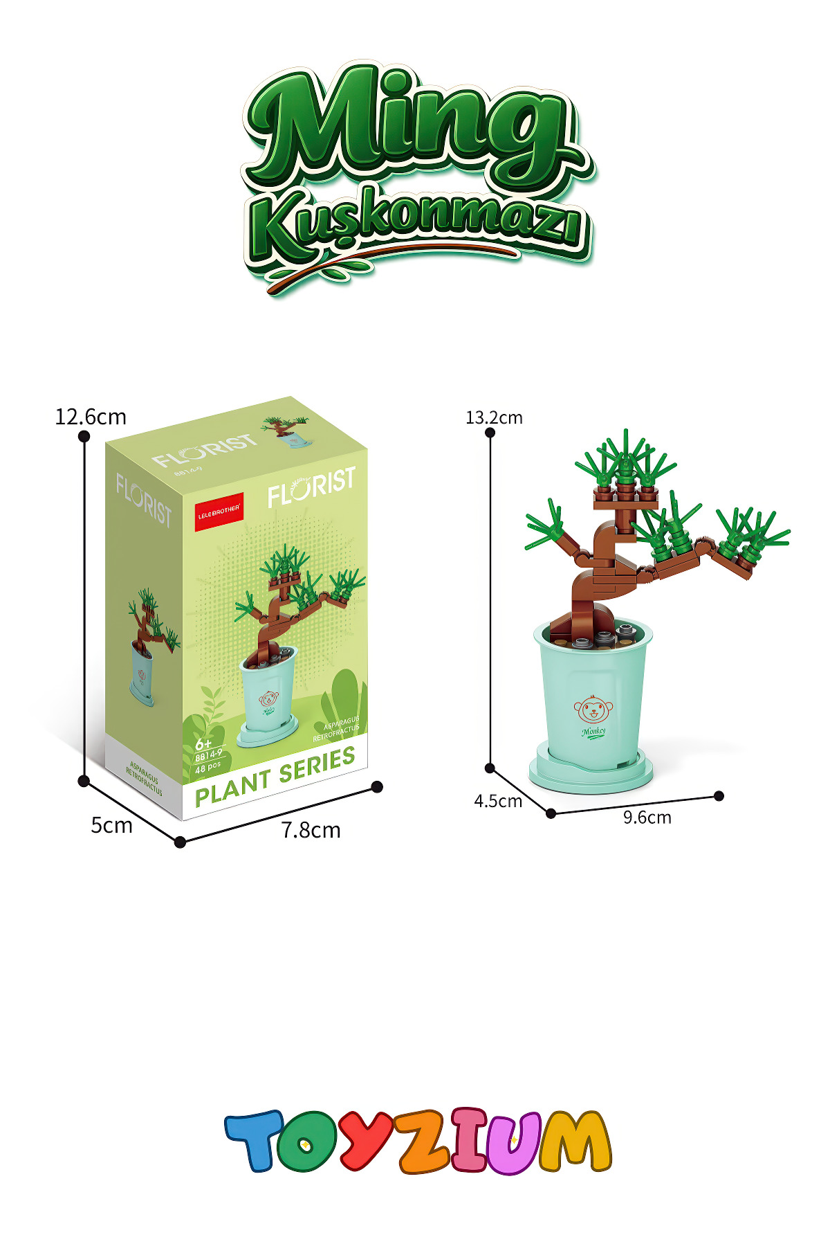 Shem Florist Ming Kuşkonmazı Yapı Blok Çiçek Seti (48 Parça) - Asparagus Retrofractus Plant Series fotoğrafı 3 (önizleme)