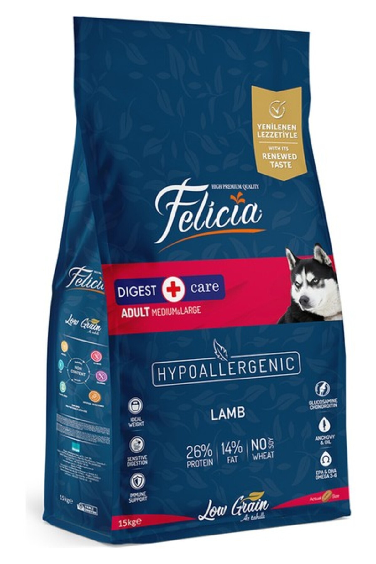 Felicia 15 Kg Yetişkin Kuzulu M/Large Az Tahıllı Breed HypoAllerg - Fiyatı, Yorumları