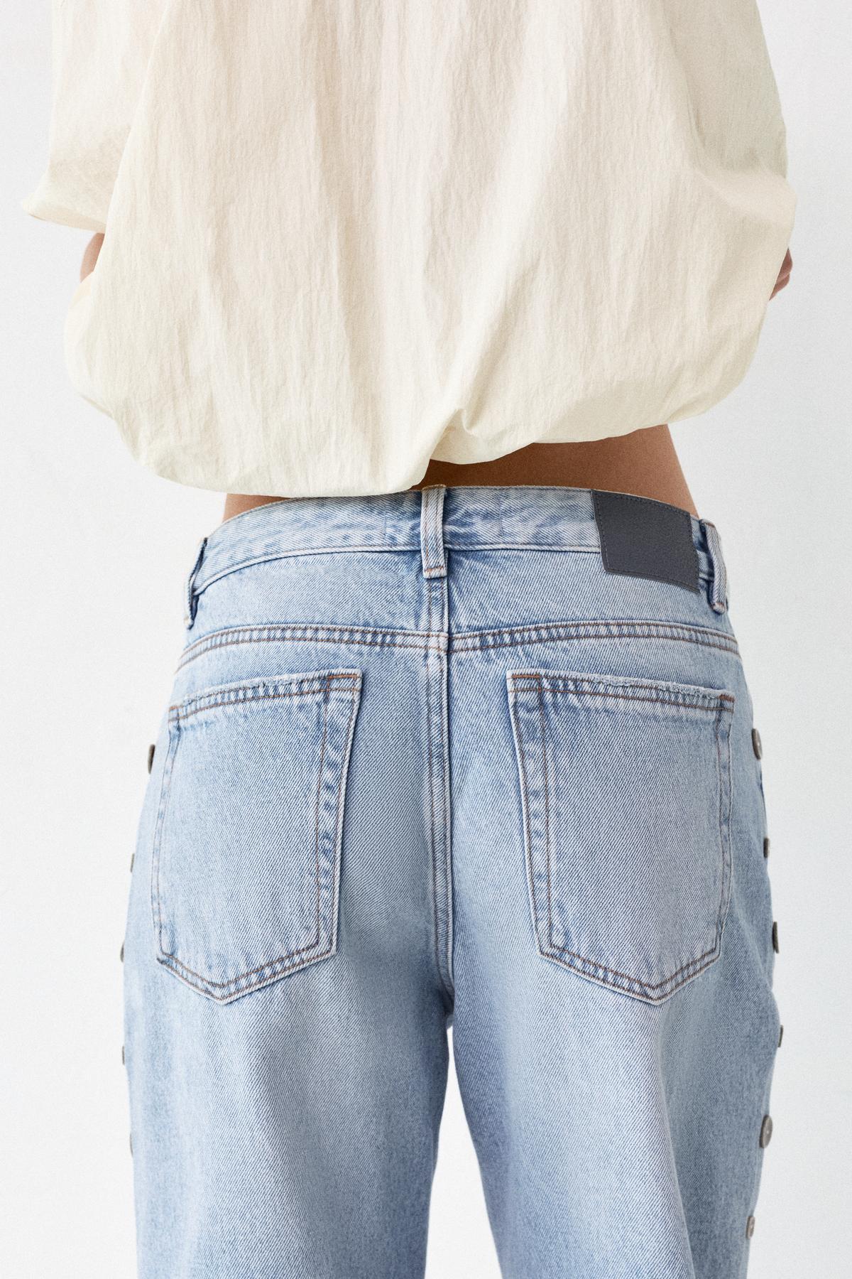 Pull & Bear  Düğme detaylı baggy jean - Görsel 2