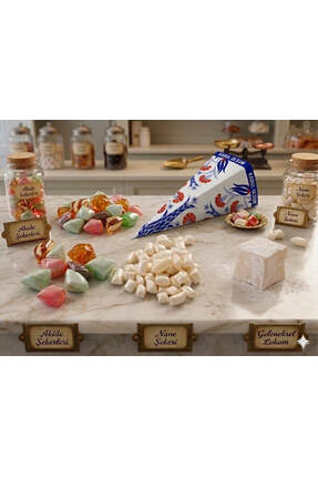 MAKTUB Şekerleme Mevlüt Şekeri Akide ve Sade Lokumlu (70gr) 100 Adet