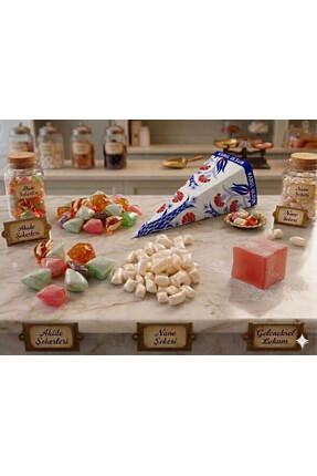 MAKTUB Şekerleme Mevlüt Şekeri Akide ve Güllü Lokumlu (70gr) 100 Adet