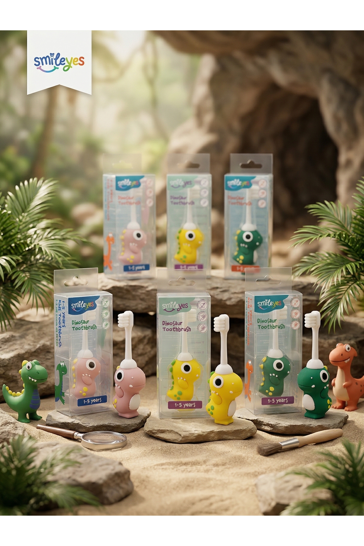 Smile yes 1-5 Yaş Ultra Soft Çocuk Diş Fırçası Dinozor Serisi Pembe fotoğrafı 2 (önizleme)