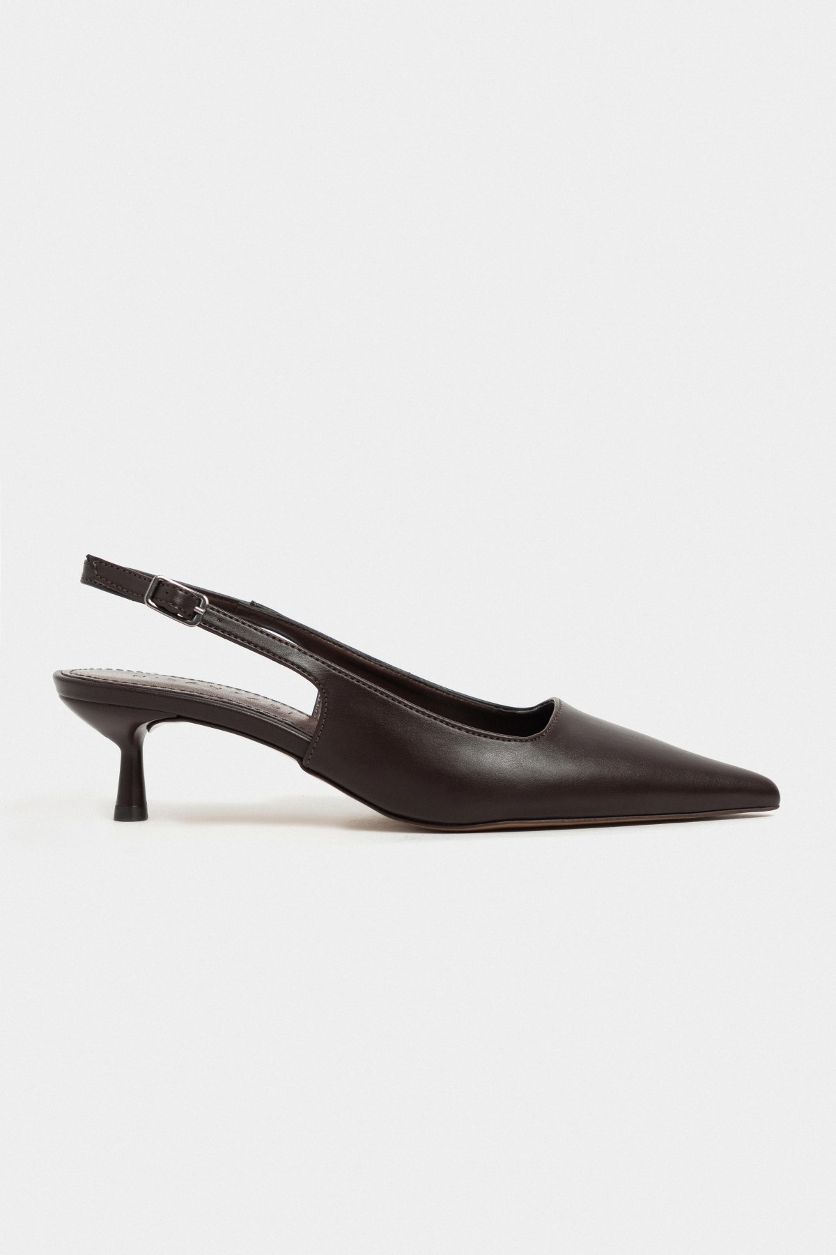NİŞANTAŞI SHOES Dipsy Kahve Mat Toka Detay Sivri Burun Kadın Topuklu Ayakkabı görsel 5