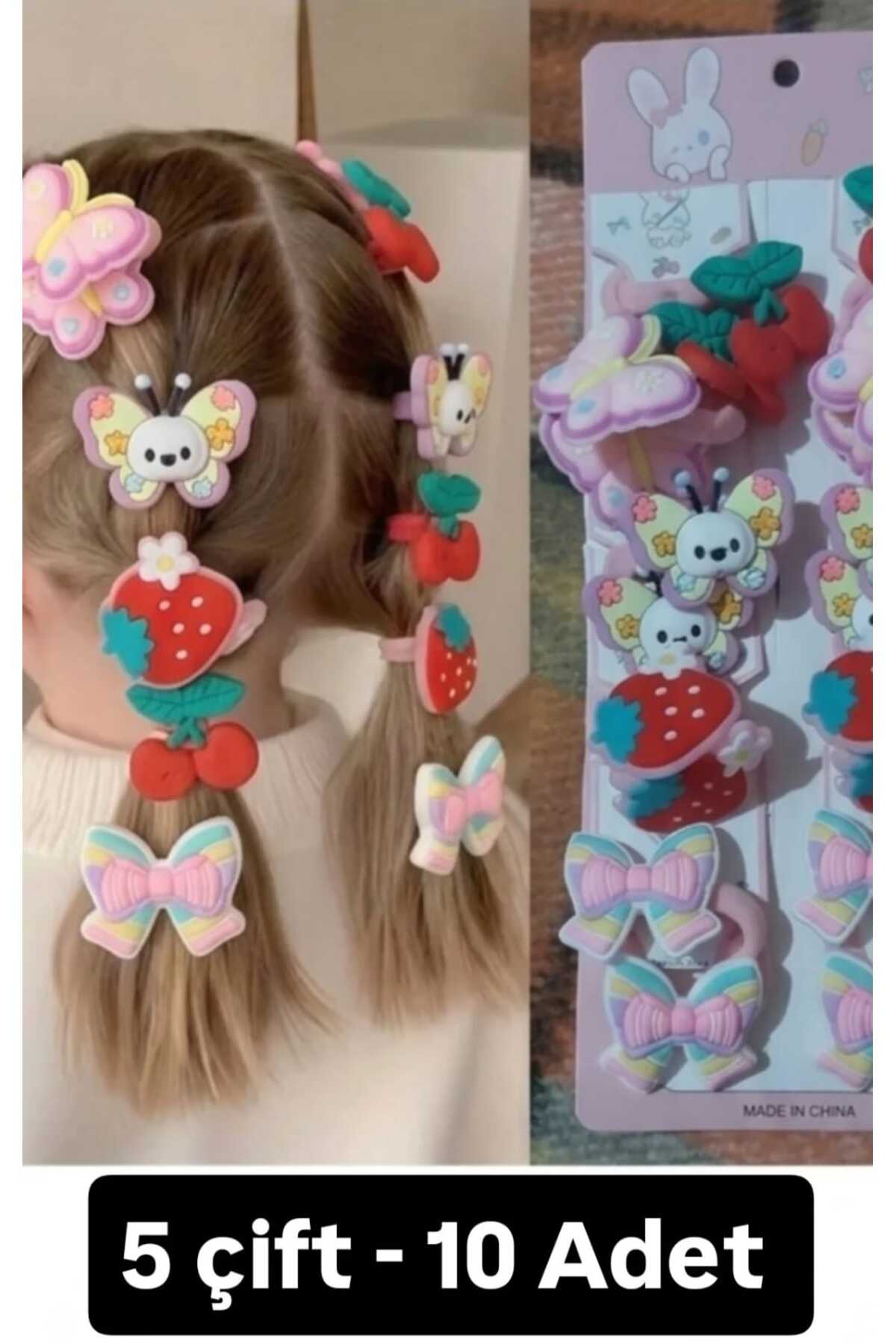 Girl Cute Figure Buckle Set of 10 -Colorful 5 Double Rubber Buckles