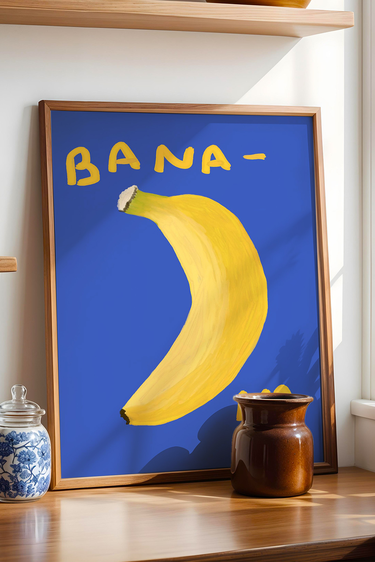 Muz Tablo Modern Mutfak Poster Sarı Meyve Duvar Dekoru Çerçevesiz