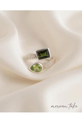 MERVAN TAKI El Yapımı 925 Ayar Gümüş Peridot ve Yeşil Turmalin Taşlı Tasarım ...