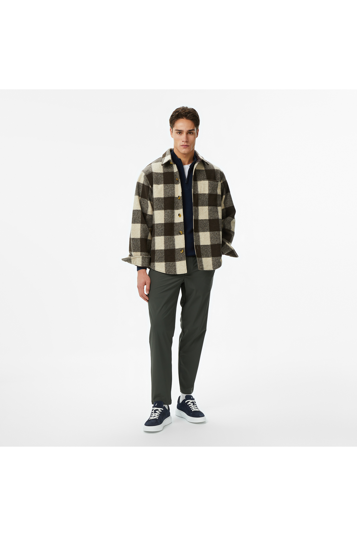 Erkek Kahverengi Classic Fit Gömlek — قهوه‌ای W57431T — تصویر 3 از 5