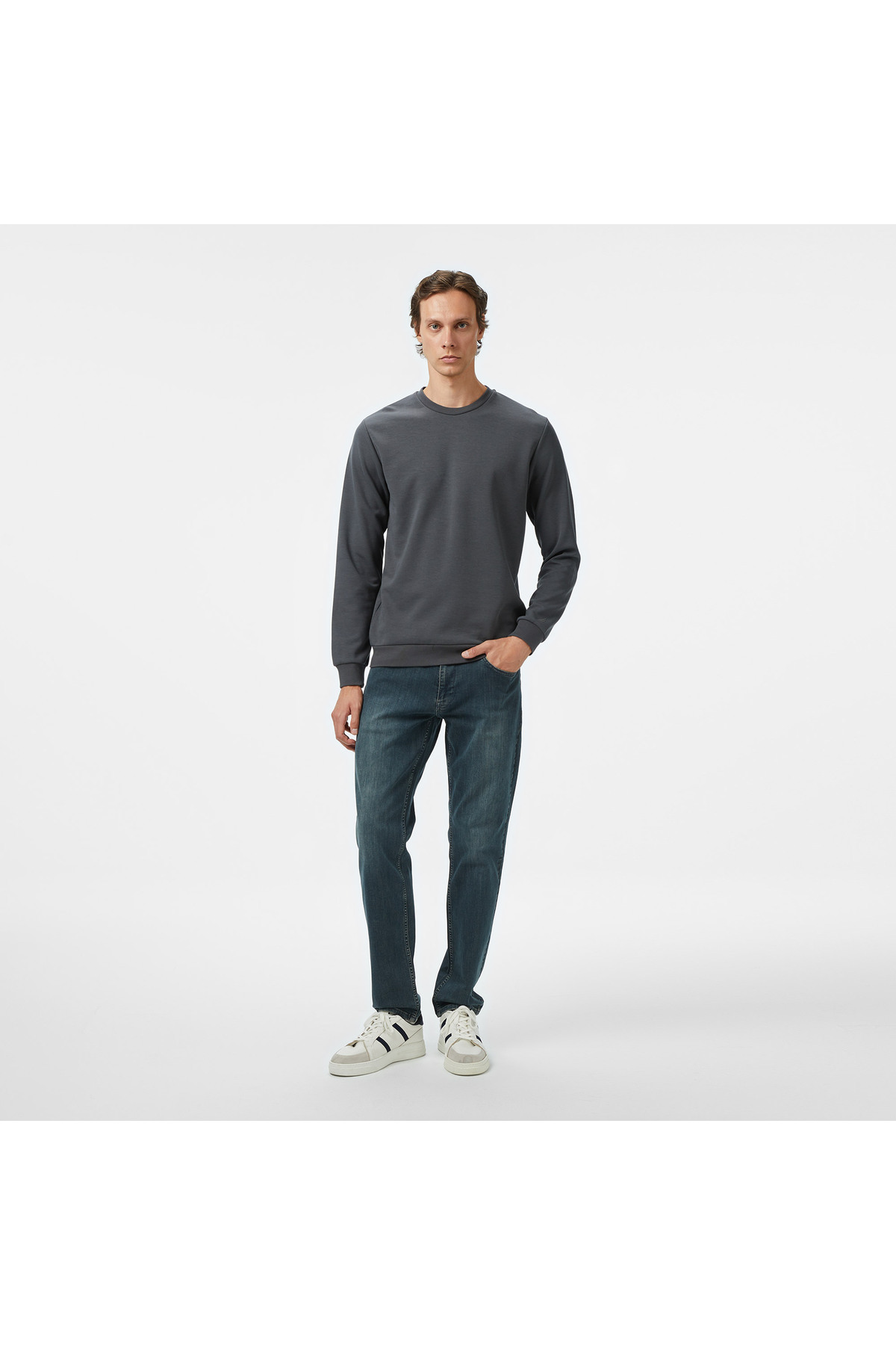 Nautica Erkek Gri Classic Fit Sweatshirt görsel 3