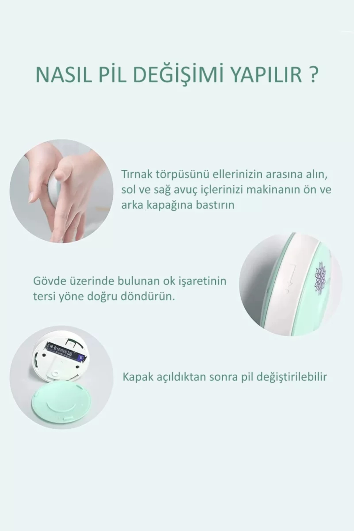 Go İthalat 6 Başlıklı Pilli Tırnak Törpüsü ( Bebekler Kullanılabilir ) (5381) fotoğrafı 4 (önizleme)