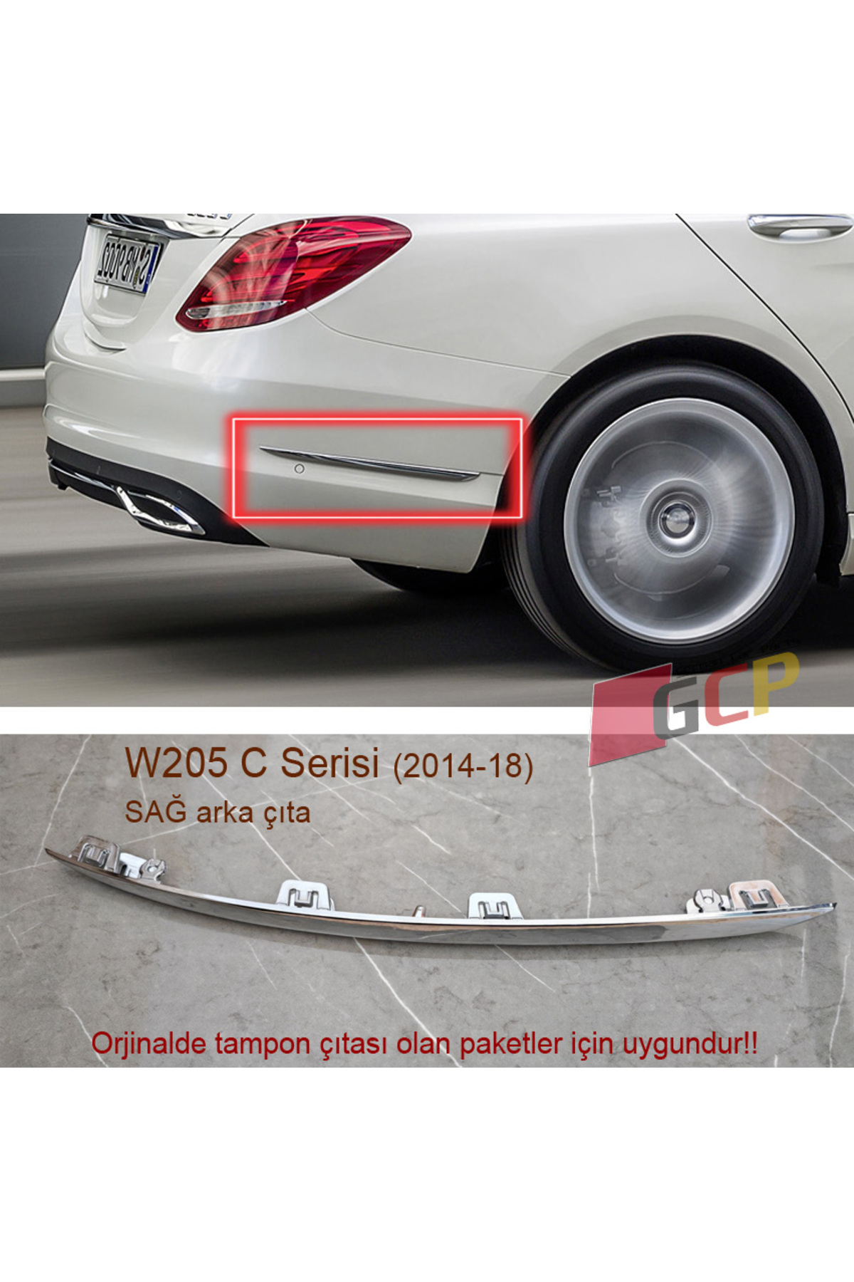 GCP German Car Parts W205 Arka Tampon Nikelaj Krom ta SA C180 C200d gcp-german-car-parts-w205-arka-tampon-nikelaj-krom-ta-sa-c180-c200d