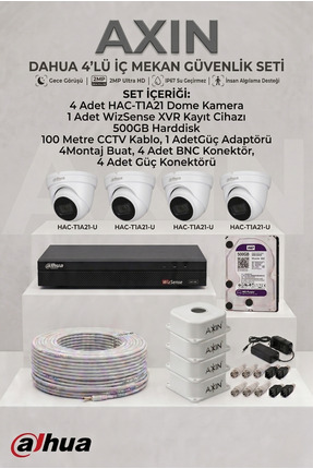 Dahua 4'lü İç Mekan Güvenlik Kamera Seti - Full Paket - 500GB HDD
