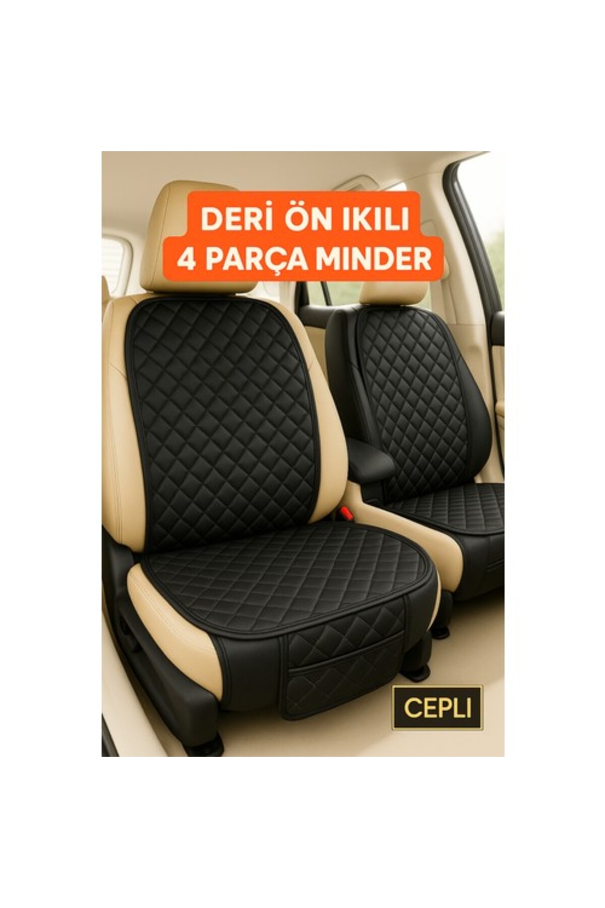 Jeep Cherokee Uyumlu Suni Deri Oto Koltuk Minderi Silinebilir Leke Tutmaz Kapitone 2'li Siyah — alternatif görsel