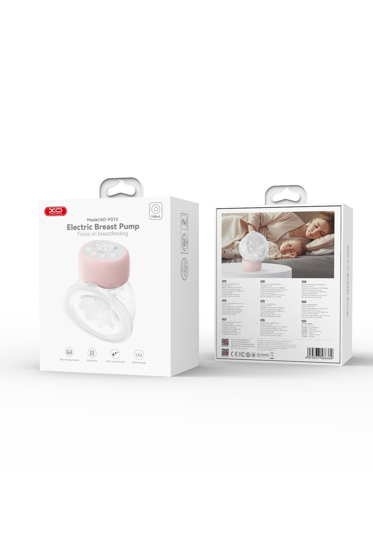 Xo FG13 Masaj Özellikli 180ml Giyilebilir Elektrikli Akıllı Göğüs Pompası fotoğrafı 6 (önizleme)