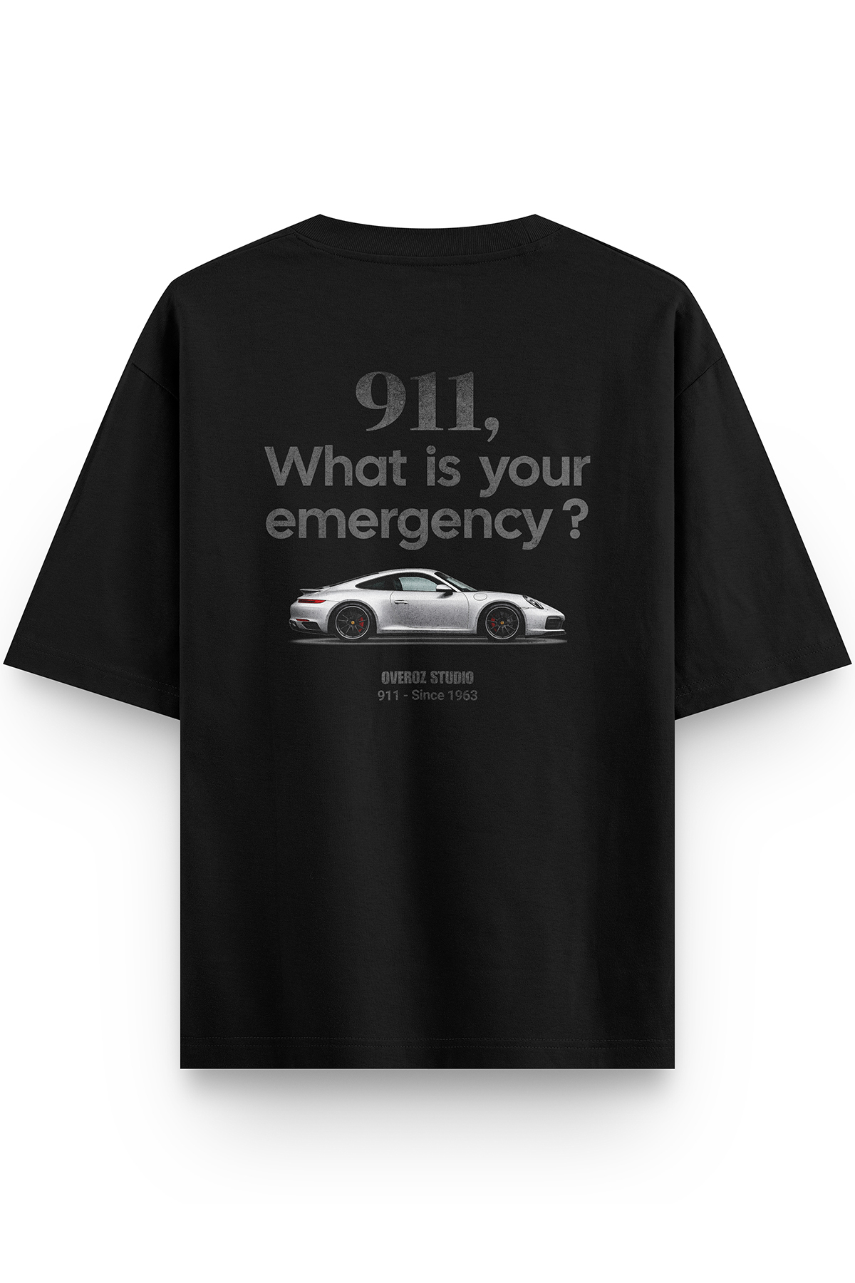 تيشيرت أسود مطبوع من الخلف بتصميم 911 سيارة، مقاس...